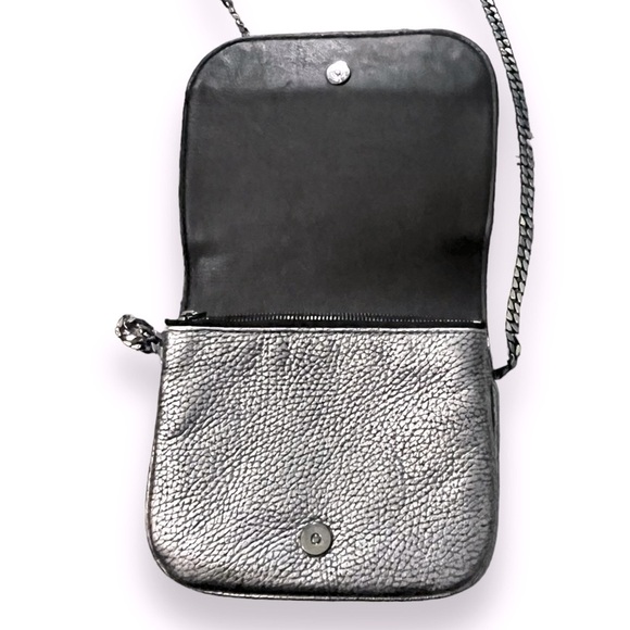 Jimmy Choo Metallic Elaphe Zadie Crossbody Purse Pebbled Leather Chain Strap - Picture 5 of 12
